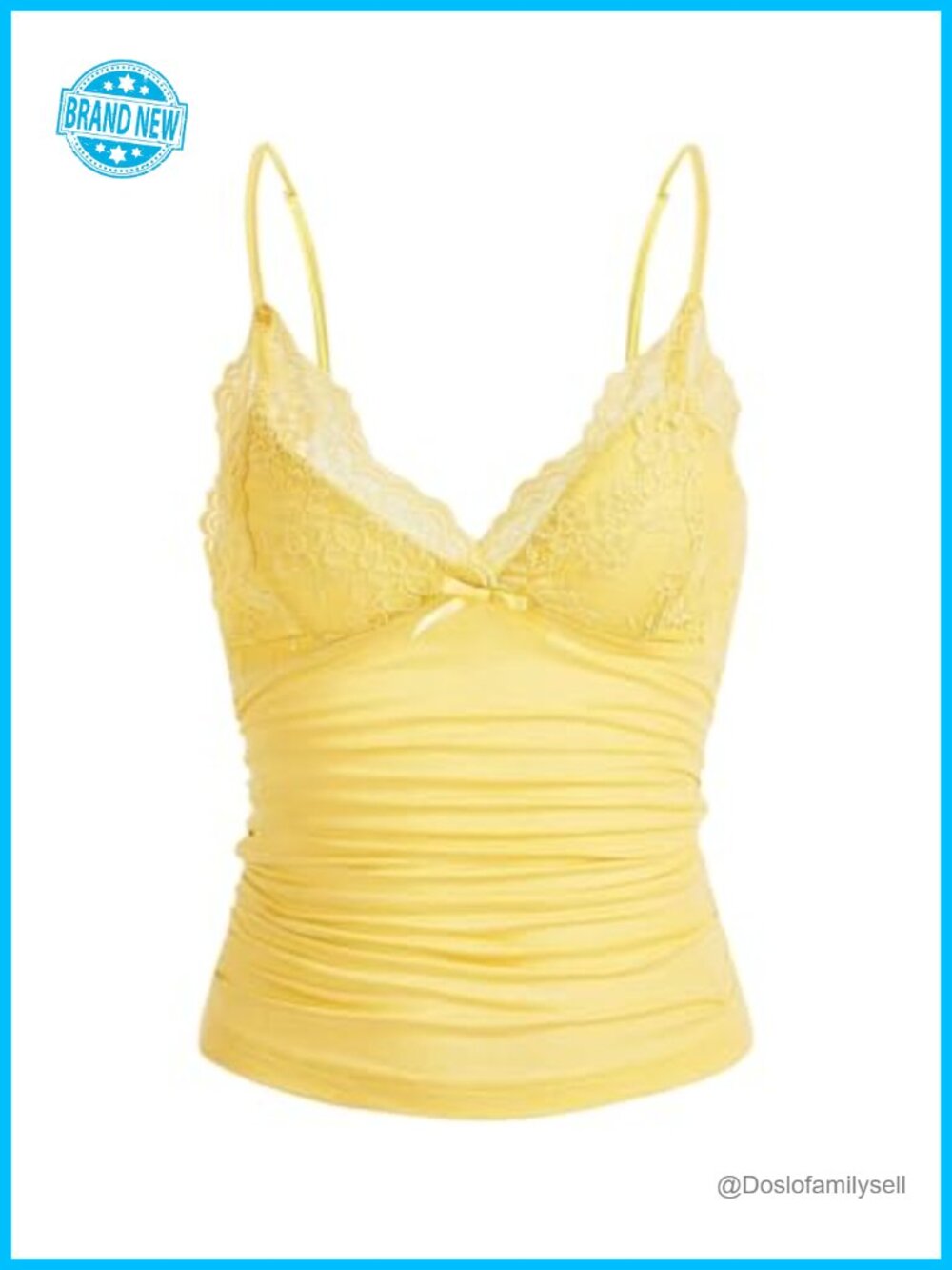 Lace Patchwork V Neck Cami Spaghetti Strap Tank Top